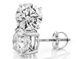 14K White Gold Round IGI Certified Lab Grown Diamond Stud Earrings 4.0ctw, F Color/VS2 Clarity