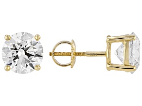 14K Yellow Gold Round IGI Certified Lab Grown Diamond Stud Earrings 4.0ctw, F Color/VS2 Clarity