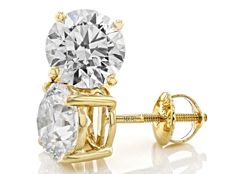 Certified White Lab-Grown Diamond F VS2 14k Yellow Gold 4-Prong Stud Earrings 4.00ctw