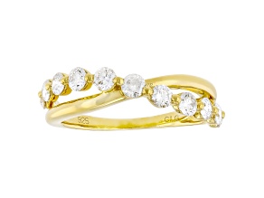 White Lab-Grown Diamond Yellow Gold Over Sterling Silver Ring 0.90ctw
