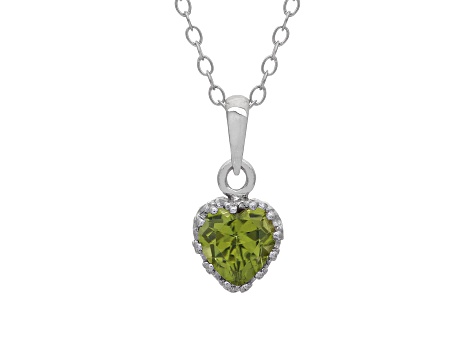 Green Peridot Sterling Silver Pendant with Chain 0.86ctw