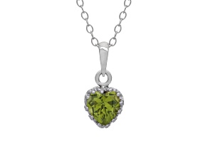 Peridot Sterling Silver Heart Pendant with Chain 0.86ctw