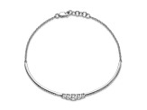 Rhodium Over 14K White Gold Lab Grown Diamond Bezel Set Bar Bracelet 0.515ctw