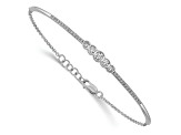 Rhodium Over 14K White Gold Lab Grown Diamond Bezel Set Bar Bracelet 0.515ctw