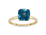 Square Cushion London Blue Topaz 10K Yellow Gold Ring 2.05ctw