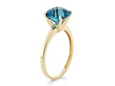 Square Cushion London Blue Topaz 10K Yellow Gold Ring 2.05ctw