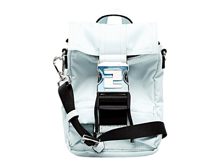 FENDI フェンディ　USB Fendi Fendiness Cyber Blue Nylon Buckle Mini Backpack
