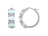 White Lab Created Opal Sterling Silver 3-Stone Earrings 2.72ctw