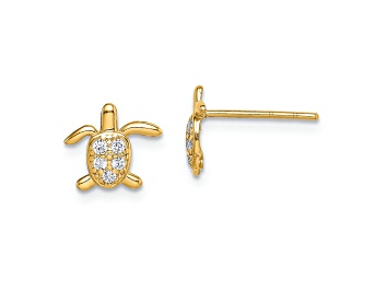 Picture of 14K Yellow Gold Cubic Zirconia Turtle Post Earrings