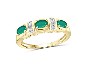 Green Emerald 14K Gold Over Sterling Silver Ring 0.90ctw