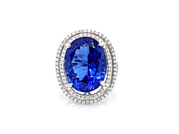 Picture of 14.80 Ctw Tanzanite and 0.71 Ctw White Diamond Ring in 18K WG