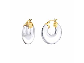14K Yellow Gold Over Sterling Silver Clear Chunky Graduated Lucite Hoops