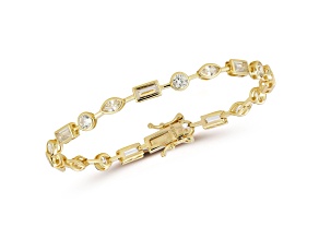 Rachel Zoe 14K Yellow Gold Over Sterling Silver Mixed Shape Bezel Set Cubic Zirconia Tennis Bracelet