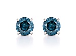 Blue Lab-Grown Diamond 14K White Gold Solitaire Stud Earrings 2.00ctw