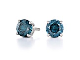 Blue Lab-Grown Diamond 14kt White Gold Stud Earrings 2.00ctw