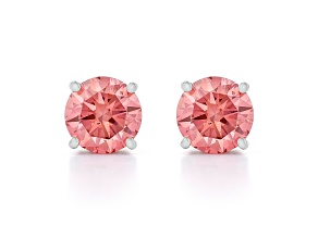 Pink Lab-Grown Diamond 14kt White Gold Stud Earrings 2.00ctw