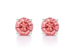 Pink Lab-Grown Diamond 14K White Gold Solitaire Stud Earrings 2.00ctw