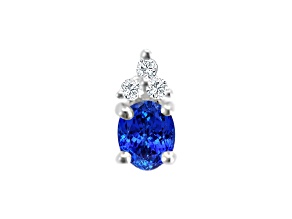 14K White Gold Oval Tanzanite and Diamond Pendant 0.36ctw