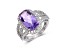Amethyst and White Topaz Sterling Silver Halo with Split Shank Cocktail Ring, 6.58ctw