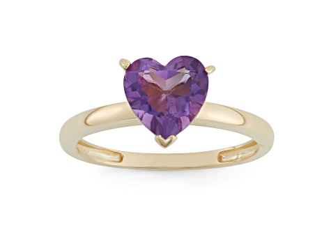 Amethyst 14K Yellow Gold Heart Ring 1.50ctw
