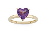 Amethyst 14K Yellow Gold Heart Ring 1.50ctw