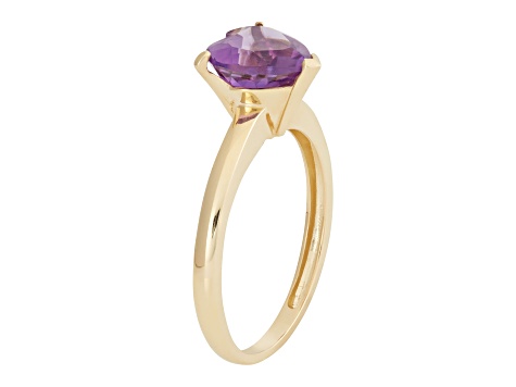 Amethyst 14K Yellow Gold Heart Ring 1.50ctw