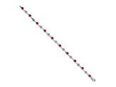 Rhodium Over 14k White Gold White Sapphire and Ruby Bracelet