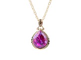 Barse Jewelry Purple Turquoise Teardrop Gold Tone Pendant With Chain