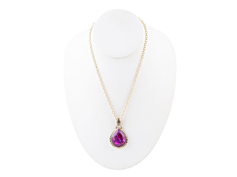 Barse Jewelry Purple Turquoise Teardrop Gold Tone Pendant With Chain