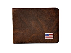 Brown Leather American Flag Wallet