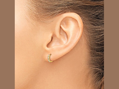 14K Yellow Gold Cubic Zirconia Children's Hinged Hoop Earrings