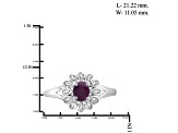 Red Ruby with White Diamond Accent Rhodium Over Sterling Silver Ring 0.44ctw