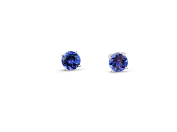 Picture of Rhodium Over 14K White Gold 6.5mm Round Tanzanite Earrings 2.80ctw