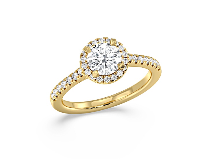 Round White Lab Grown Diamond Ring 14k Yellow Gold 1.33ctw.