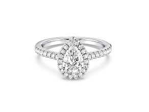 Pear Shape and Round White Lab Grown Diamond Ring 14k White Gold 1.85ctw.