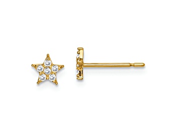 Picture of 14k Yellow Gold 5.42mm Star with Cubic Zirconia Stud Earrings