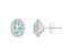 6x4mm Oval Aquamarine 1/6 ctw Diamond Rhodium Over Sterling Silver Halo Stud Earrings