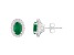 6x4mm Oval Emerald 1/6 ctw Diamond Rhodium Over Sterling Silver Halo Stud Earrings