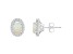 6x4mm Oval Opal 1/6 ctw Diamond Rhodium Over Sterling Silver Halo Stud Earrings