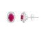 6x4mm Oval Ruby 1/6 ctw Diamond Rhodium Over Sterling Silver Halo Stud Earrings