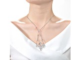 Clear Cubic Zirconia, Rhodium Plated over Brass Sterling Silver Accent Pendant Necklace