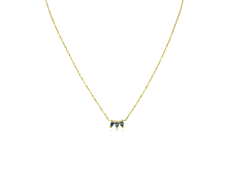 14kt Yellow Gold Blue Topaz Diamond Bar Necklace