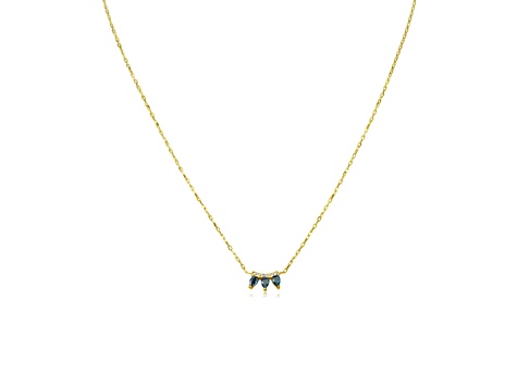 14kt Yellow Gold Blue Topaz Diamond Bar Necklace