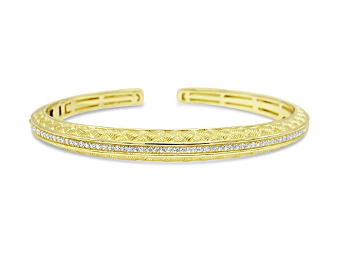 Judith Ripka 1.05ctw Bella Luce Diamond Simulant 14k Gold Clad Cuff Bracelet