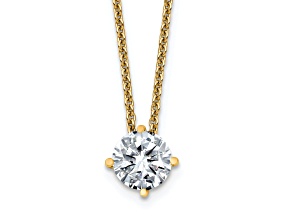 14K Yellow Gold 3/4 ct. 6.0mm Round G H I True Light Moissanite Solitaire Pendant with Chain