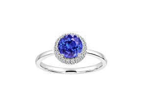 14K White Gold Round Tanzanite Ring 0.75Ctw
