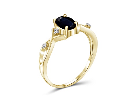 Black Sapphire 14K Gold Over Sterling Silver Ring 1.00ctw