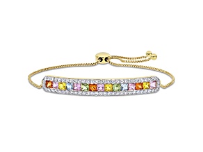 Multi Color Sapphire 14K Yellow Gold Bracelet 4.38ctw