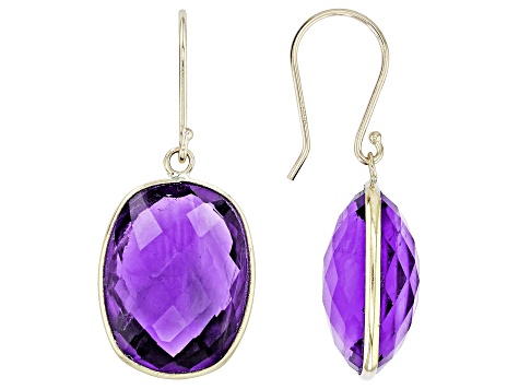 Purple Amethyst 14k Yellow Gold Earrings 18.00ctw