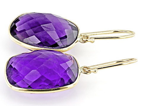 Purple Amethyst 14k Yellow Gold Earrings 18.00ctw